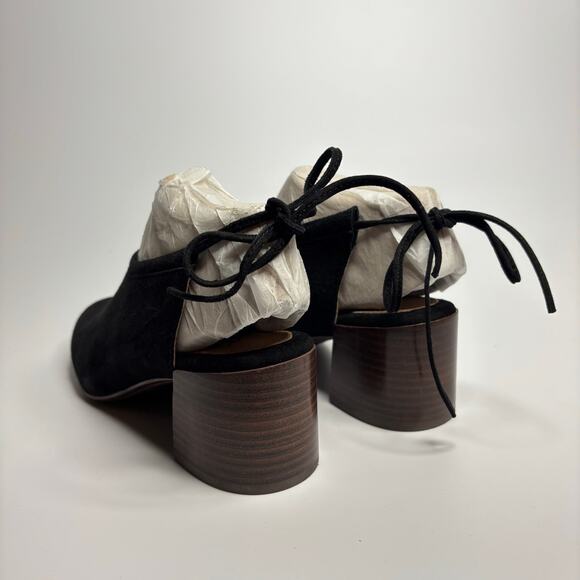 Sofft Lenora Suede Heeled Tie-Back Mule Booties in Black - Picture 3 of 10